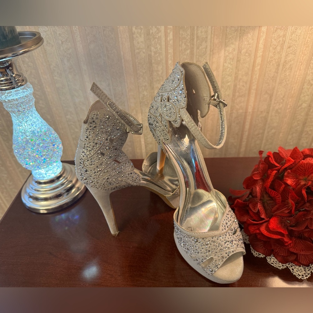 Gorgeous silver platform high heels.